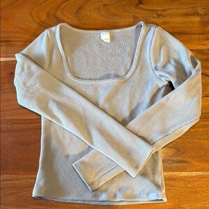 Gilly Hicks Gray Ribbed Long Sleeve Top